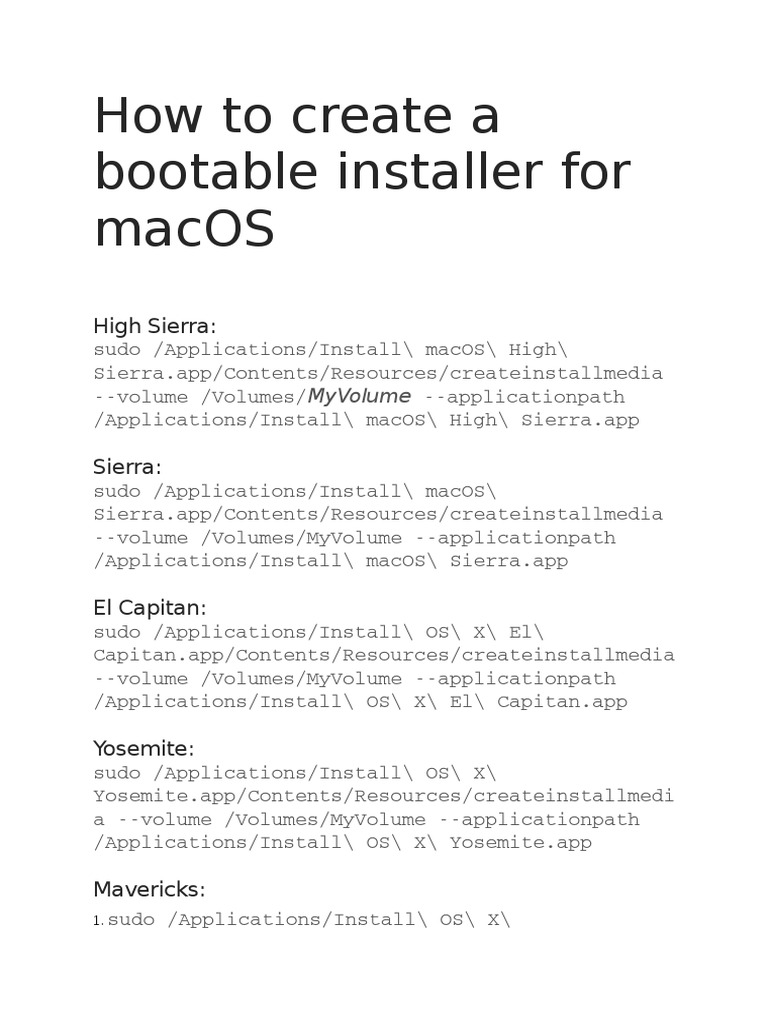 Create Bootable macOS Installer Guide | PDF