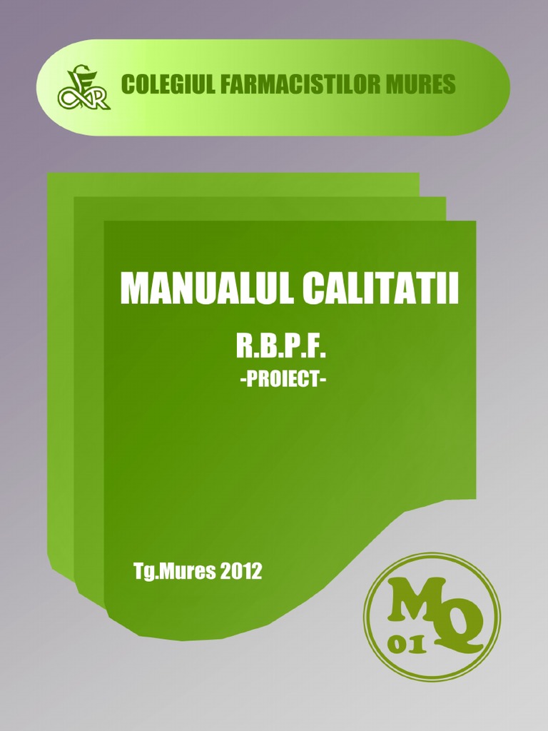 MANUALul Calitatii in Farmacie PDF | PDF