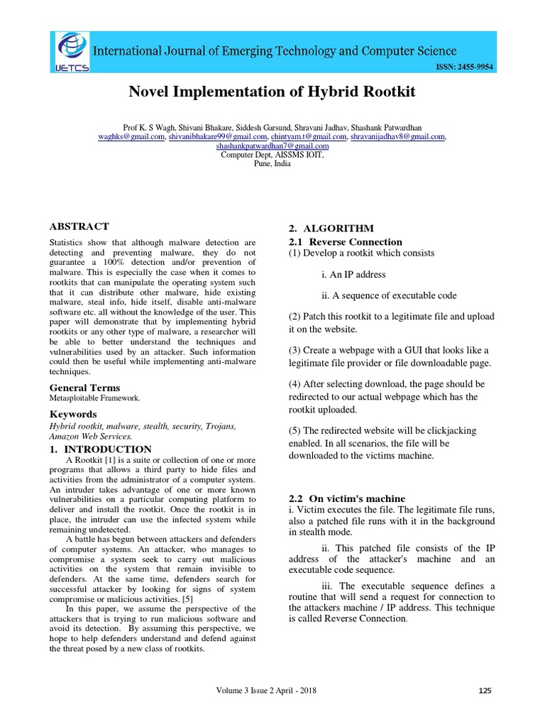 Novel Implementation of Hybrid Rootkit | PDF | Malware | Android ...