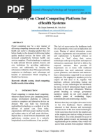 Survey on Cloud Computing Platform for eHealth Systems 