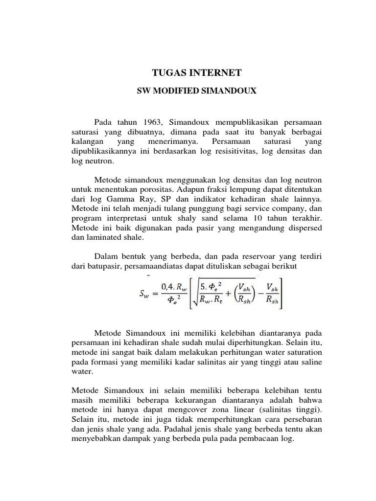 Metode Simandoux untuk Shaly Sand | PDF
