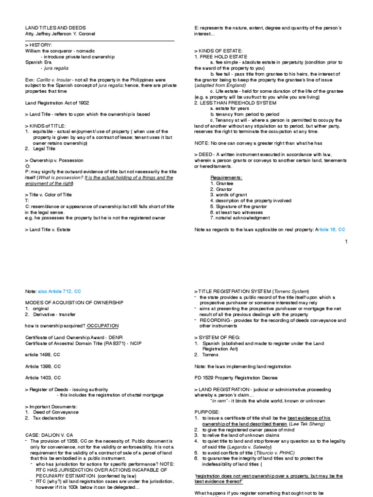 Land Titles, Deeds, and the Torrens System A Comprehensive Overview of