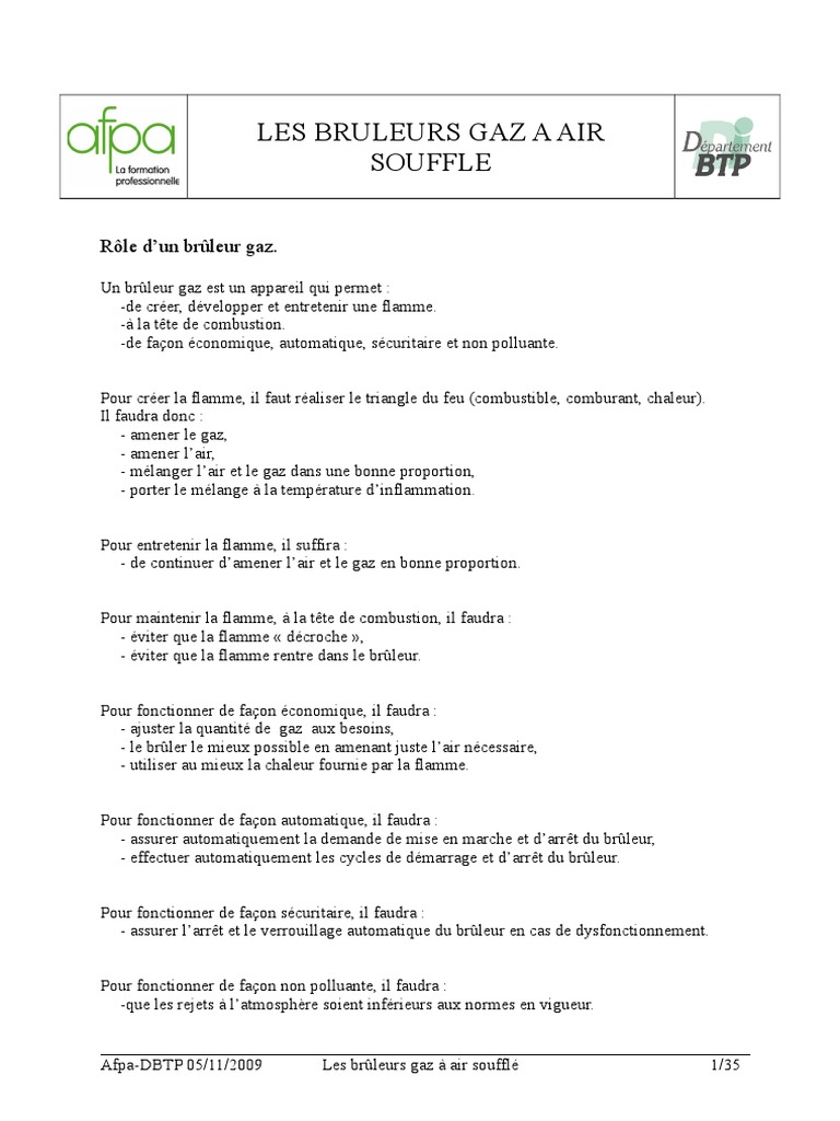 Brûleurs à gaz fonctionnement et types PDF Soupape — free download