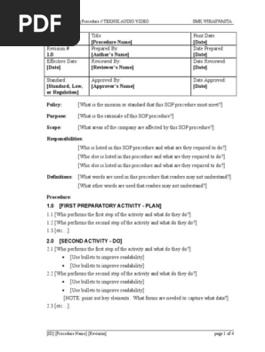 Standard Operating Procedure Template