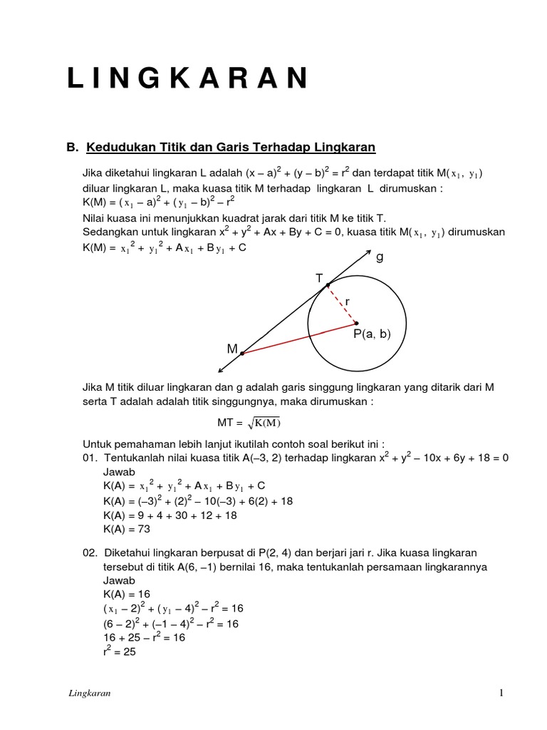 Contoh Soal Kedudukan Garis Terhadap Lingkaran - Contoh Soal Terbaru