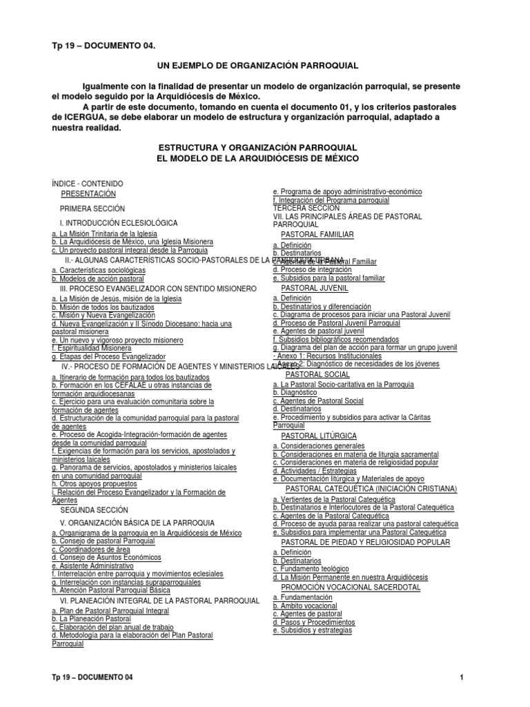 Un manual para guiar la organización y pastoral parroquial en la ...