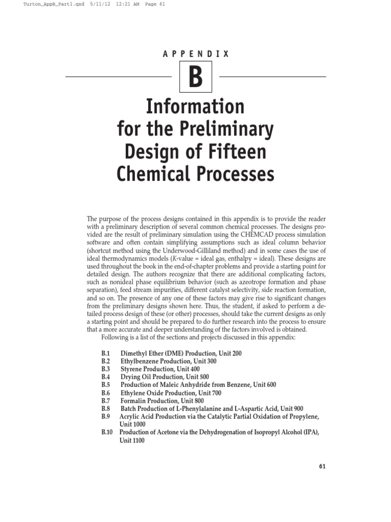 Turton AppB PDF | PDF | Chemical Reactor | Benzene