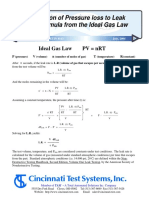 Derivation of Pressure Loss To Leak Rate Formula From The Ideal Gas Law