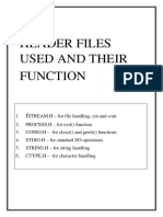 Header Files Used and Their