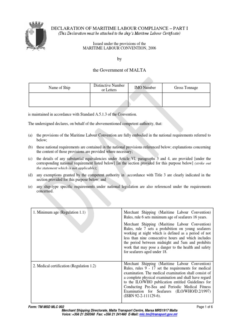 Maritime Labour Compliance Declaration | PDF | Government | Justice