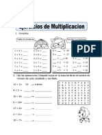 Ficha de Ejercicios de Multiplicacion para Segundo de Primaria