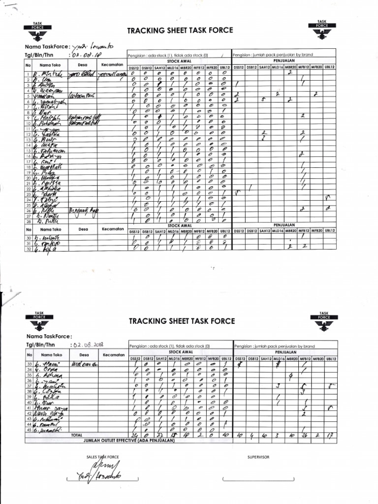 Task Force Tracking Sheet Overview | PDF