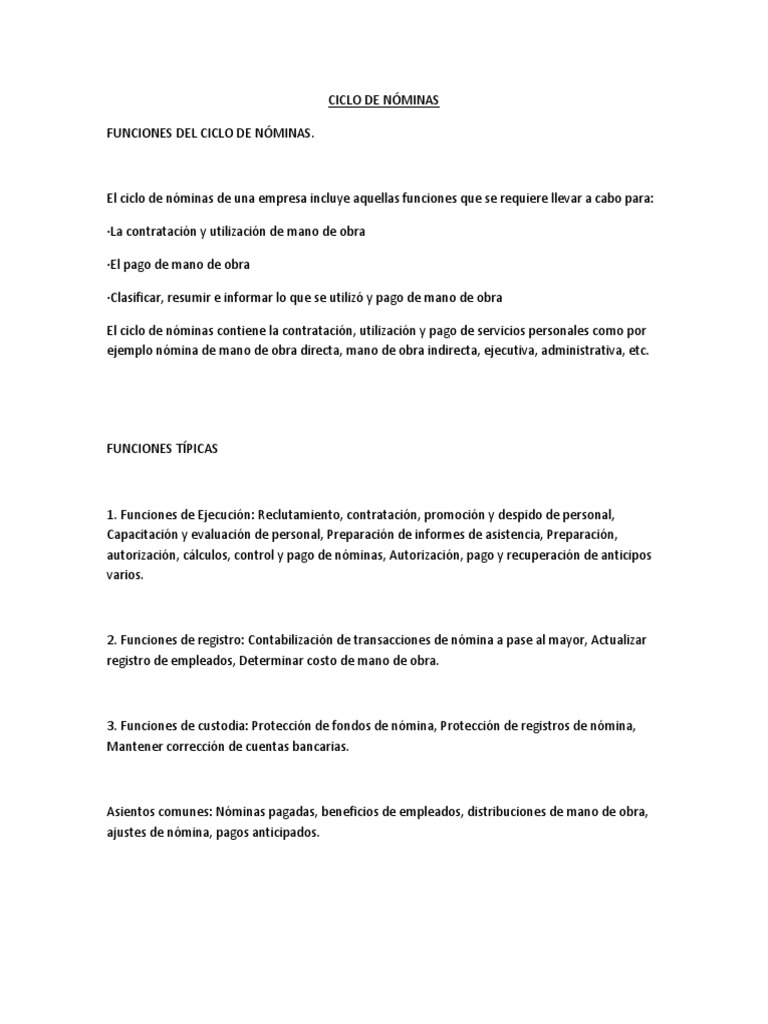 Proceso Completo del Ciclo de Nóminas | PDF | Contabilidad | Salario