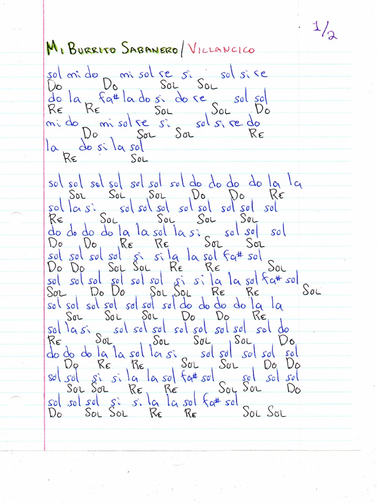 Mi Burrito Sabanero Notas Musicales Gratis PDF PDF