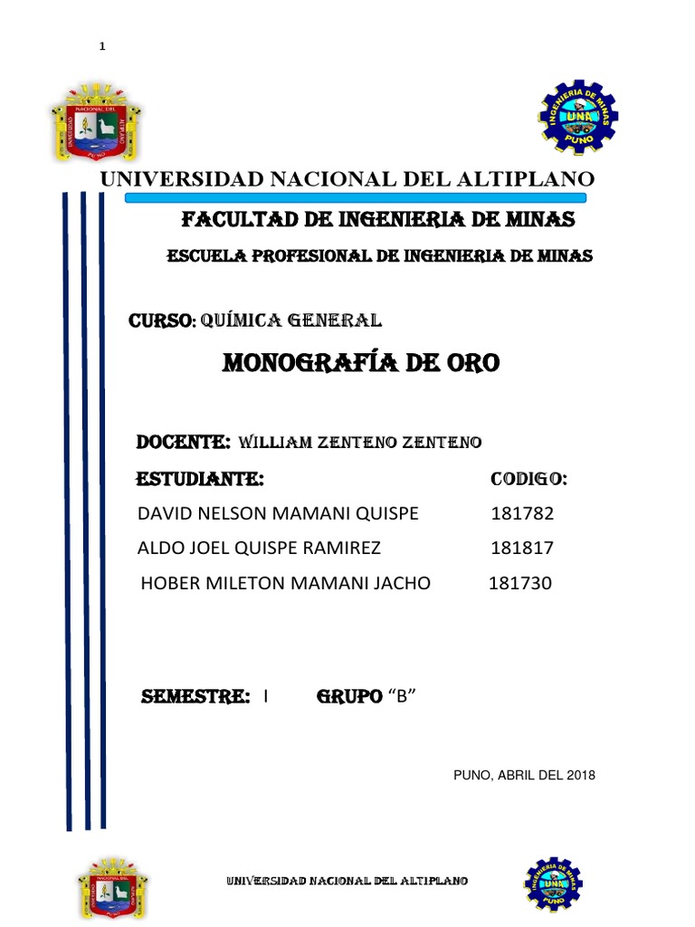 Monografia de Oro (Quimica General) PDF Oro Conjuntos de