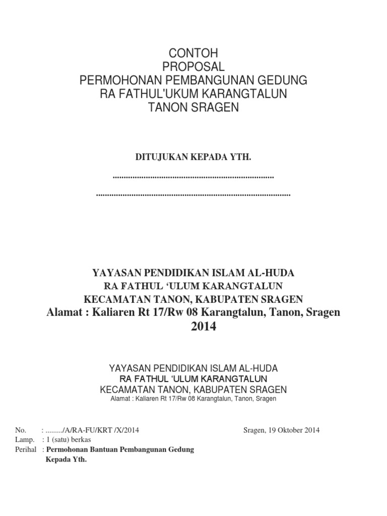 Contoh Proposal Yayasan Pendidikan - SuratMenyurat.net