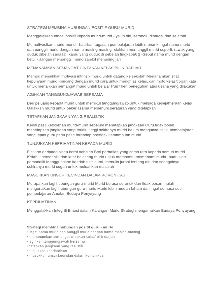 Strategi Membina Hubungan Positif Guru Pdf