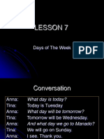 Lesson 7: Days of The Week