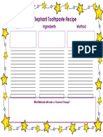 Elephant Toothpaste Recipe Worksheet Modified