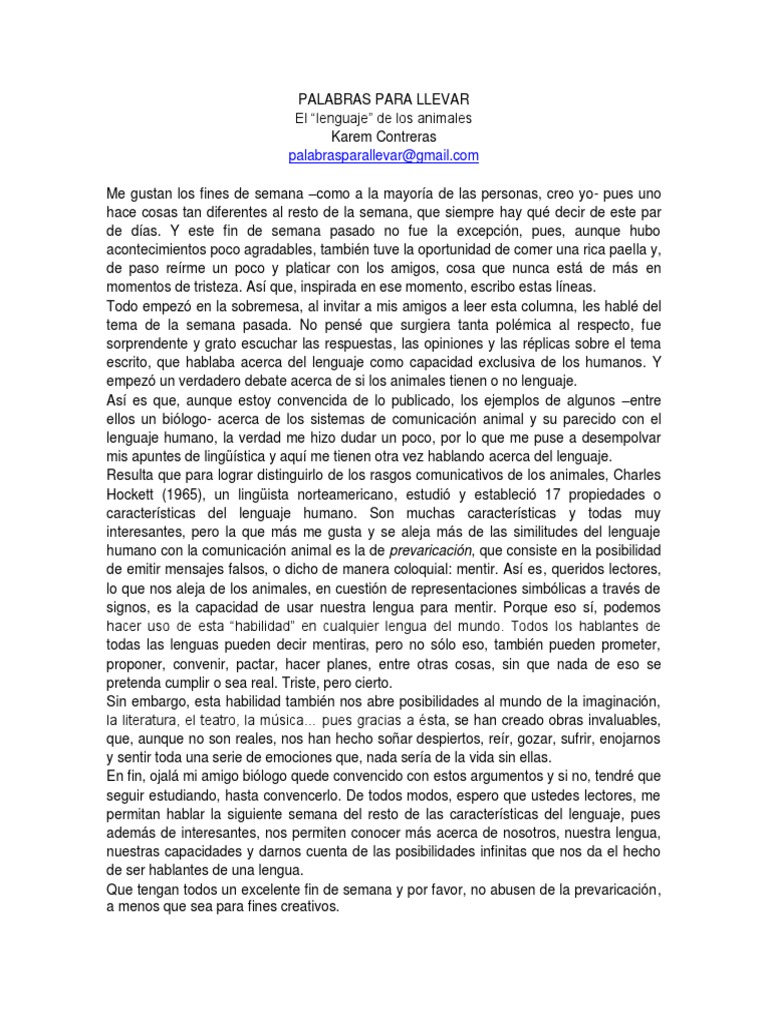 2 El Lenguaje De Los Animales Pdf Pdf Comunicación Cognición