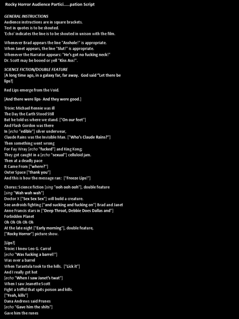 Rocky Horror Script 10212018 | PDF