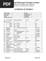 Chittagong Mohanagar Packages Limited: A House of Quality Carton Industry Certificate of Analysis