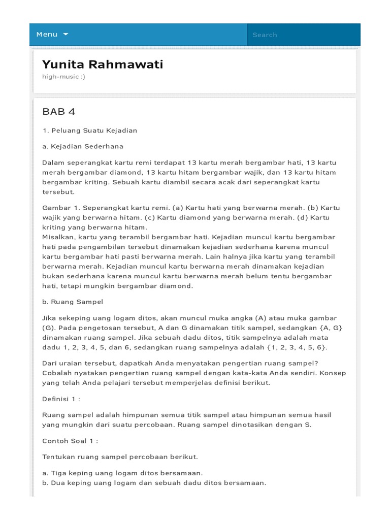 18 Contoh Soal Peluang Kartu Remi Kumpulan Contoh Soal
