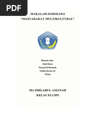 Makalah Sosiologi Masyarakat Multikultural