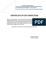 Certificate of Site Inspection