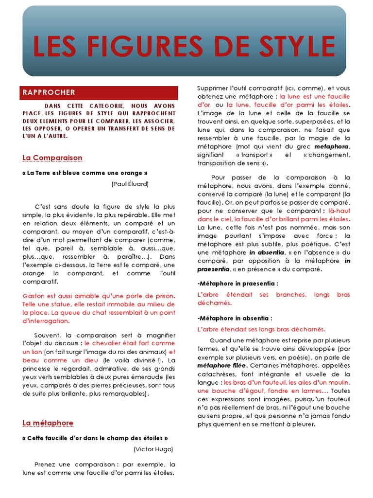 Les Figures De Style Pdf Metaphore Allegorie