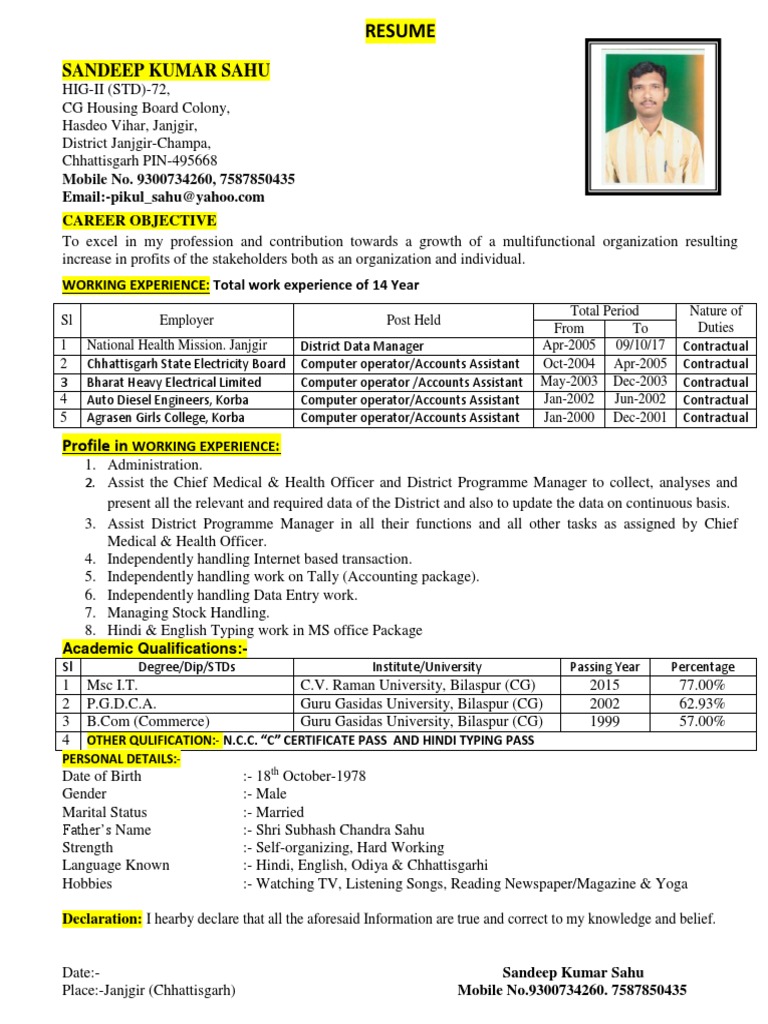 Resume Sandeep | Download Free PDF | Business