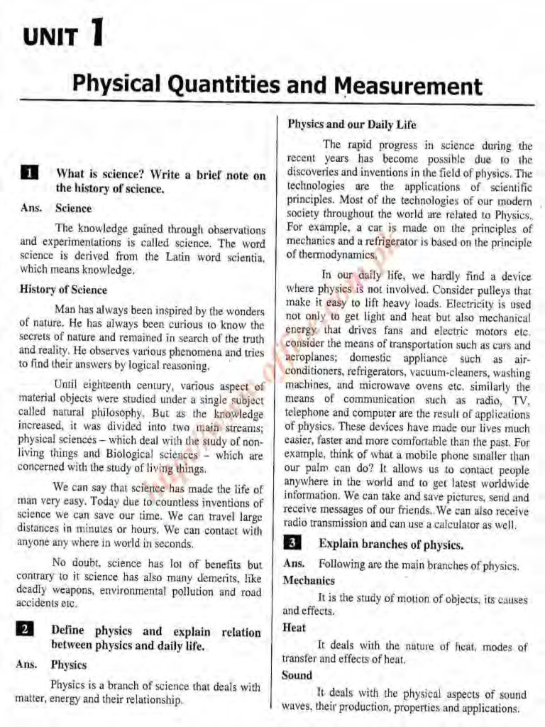 9th Class Physics Notes - Physics-9 ch.1 | PDF