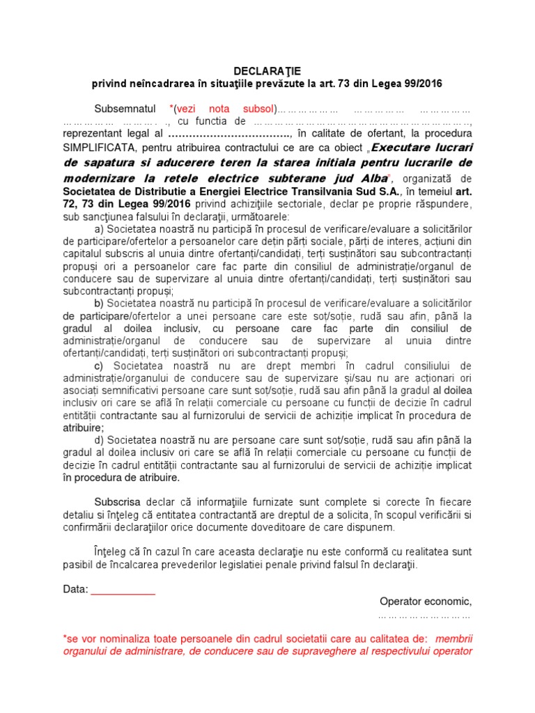 DeclaraÅ£ie Art 72 73