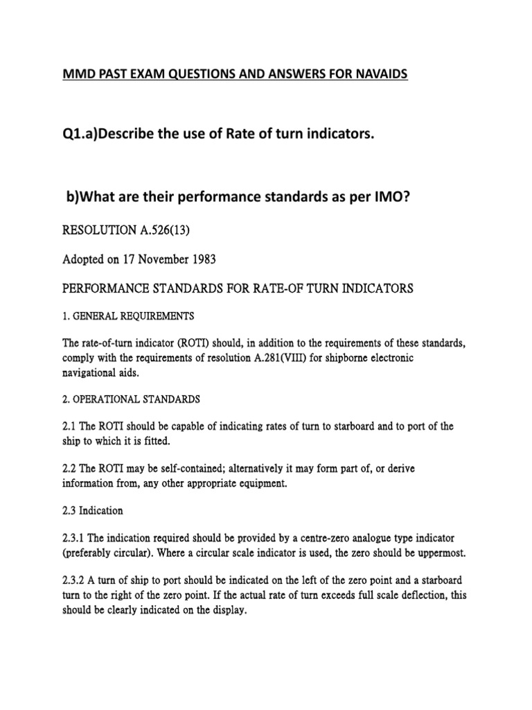 Navigational Aids for Ships Requirements, Performance Standards, and