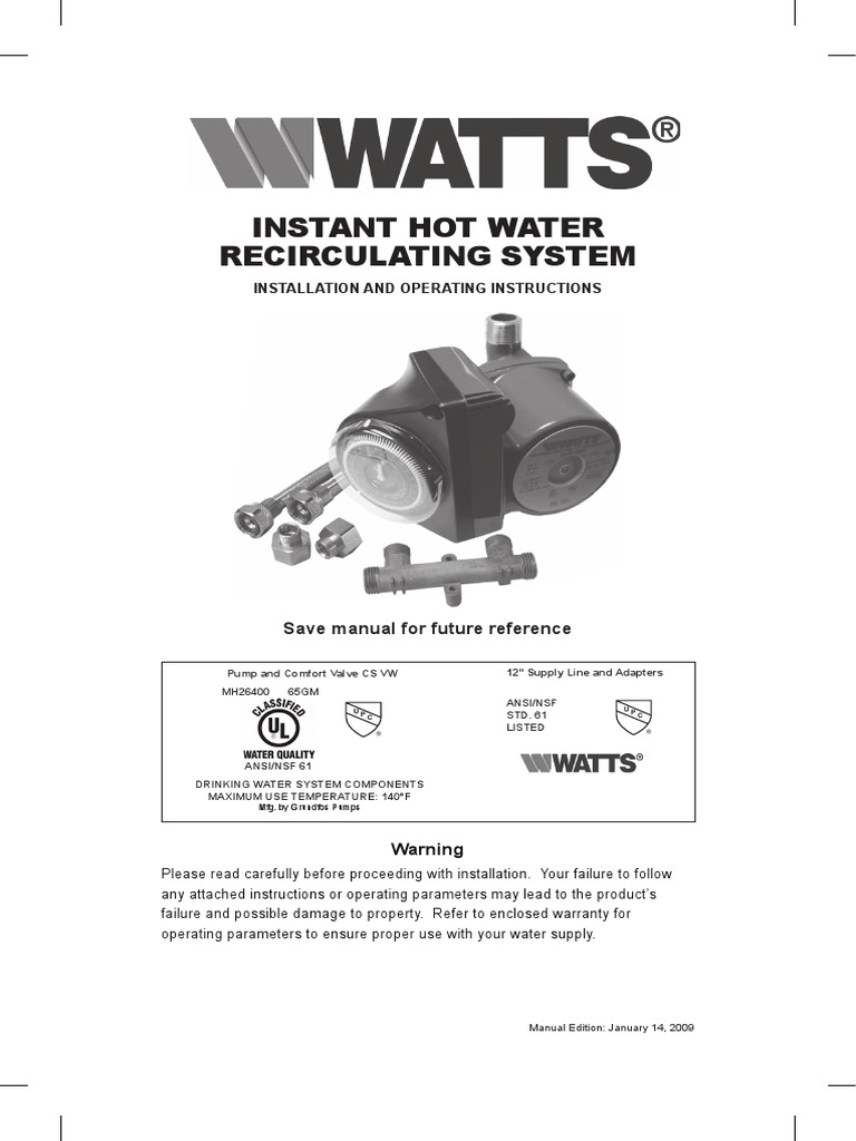 Watts 500800 UserManual PDF PDF Tap (Valve) Water Heating