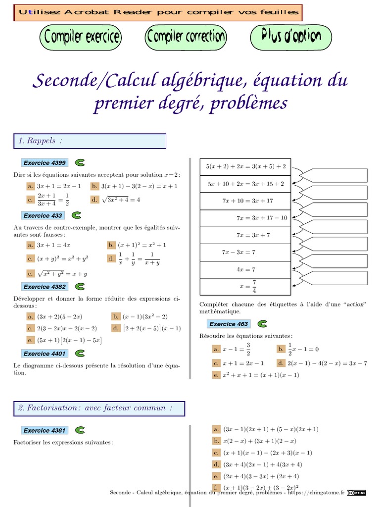 Equation Du Second Degré Exercice Corrigé Bac Pro Pdf Calcul Algebrique Equation Problemes PDF | PDF | Fonction (Mathématiques) |  Courbe