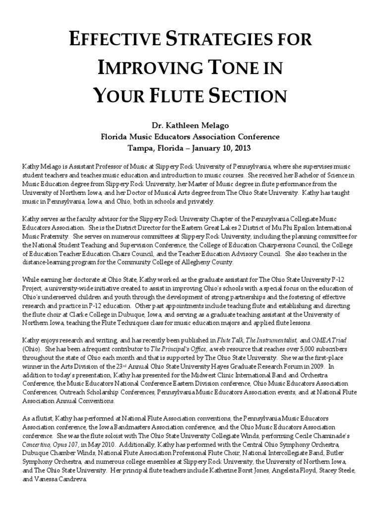 K.Melago Handouts Flute Tone Exercises PDF Music Education Flute