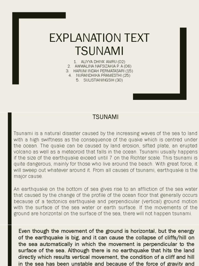 Explanation Text 2 6 16 25 30 Xi 6 Tsunami Earthquakes