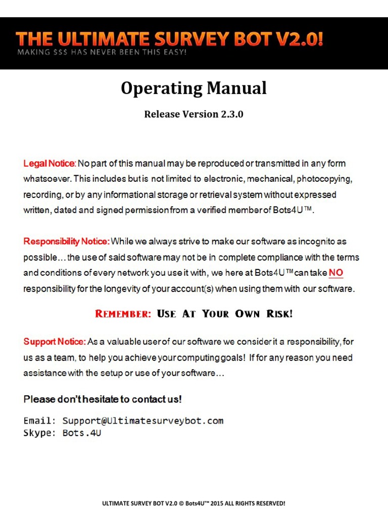 Manual of Operation Bots | PDF | Home & Garden