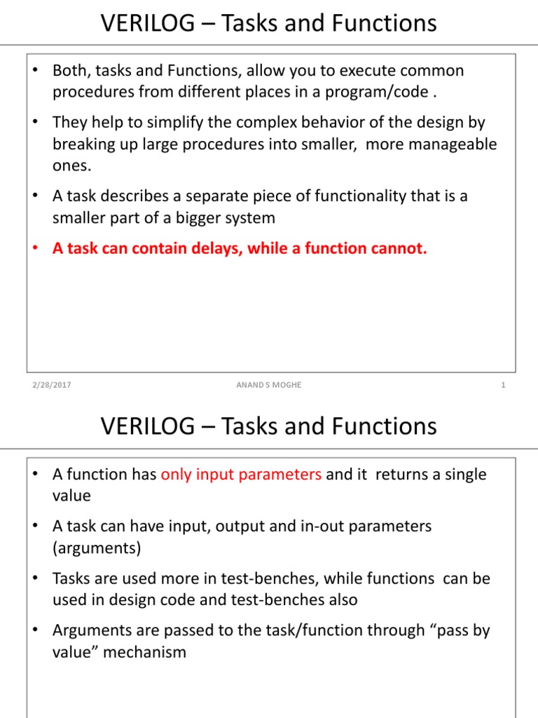 Verilog 5 Tasks Functions | PDF | Parameter (Computer Programming ...
