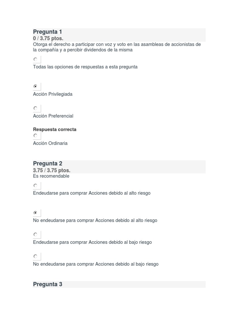 Parcial 1 Semana 4 | PDF | Compartir (Finanzas) | Bolsa