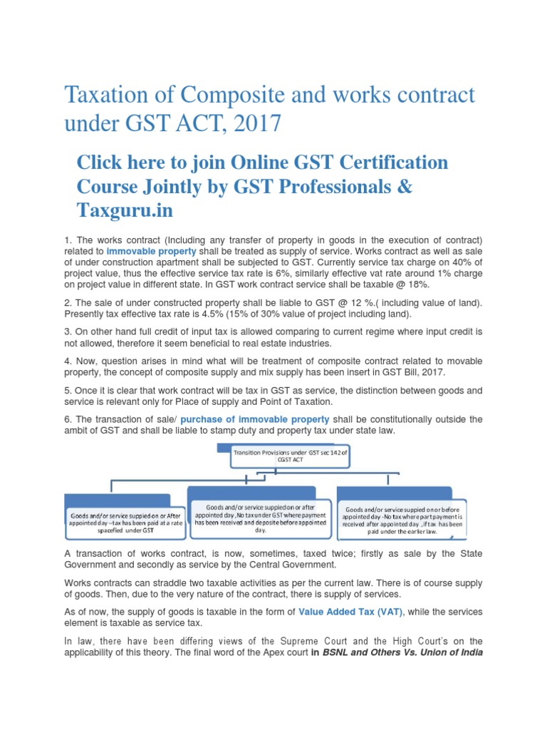 GST On Works Contract Service | PDF | Value Added Tax | Taxes