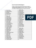 Horario Prueba Oral Metodologías II