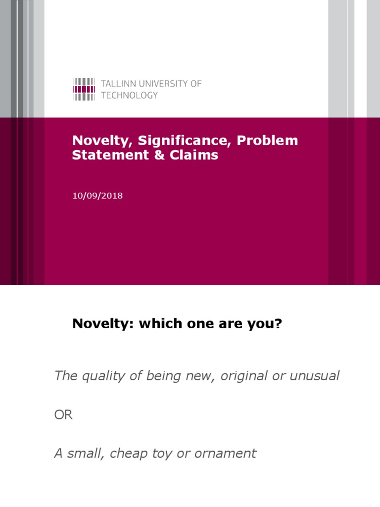 Novelty, Significance, Problem Statement & Claims PDF