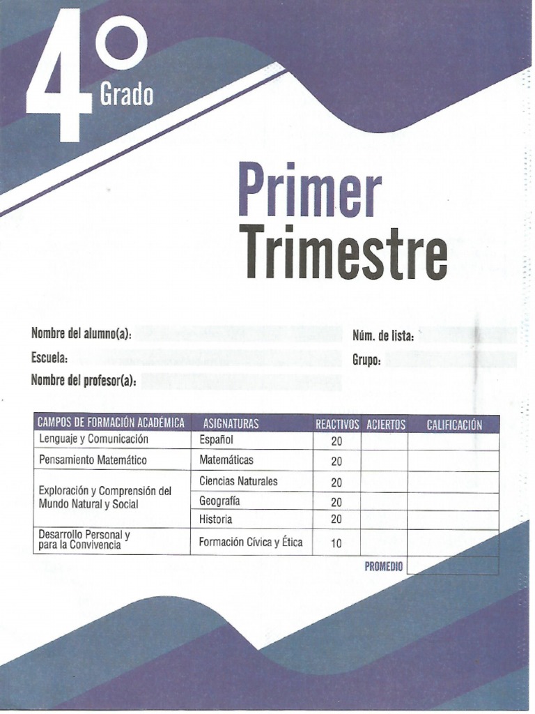 4° EXAMEN EDIT MATEO CUARTO GRADO PRIMER TRIMESTRE