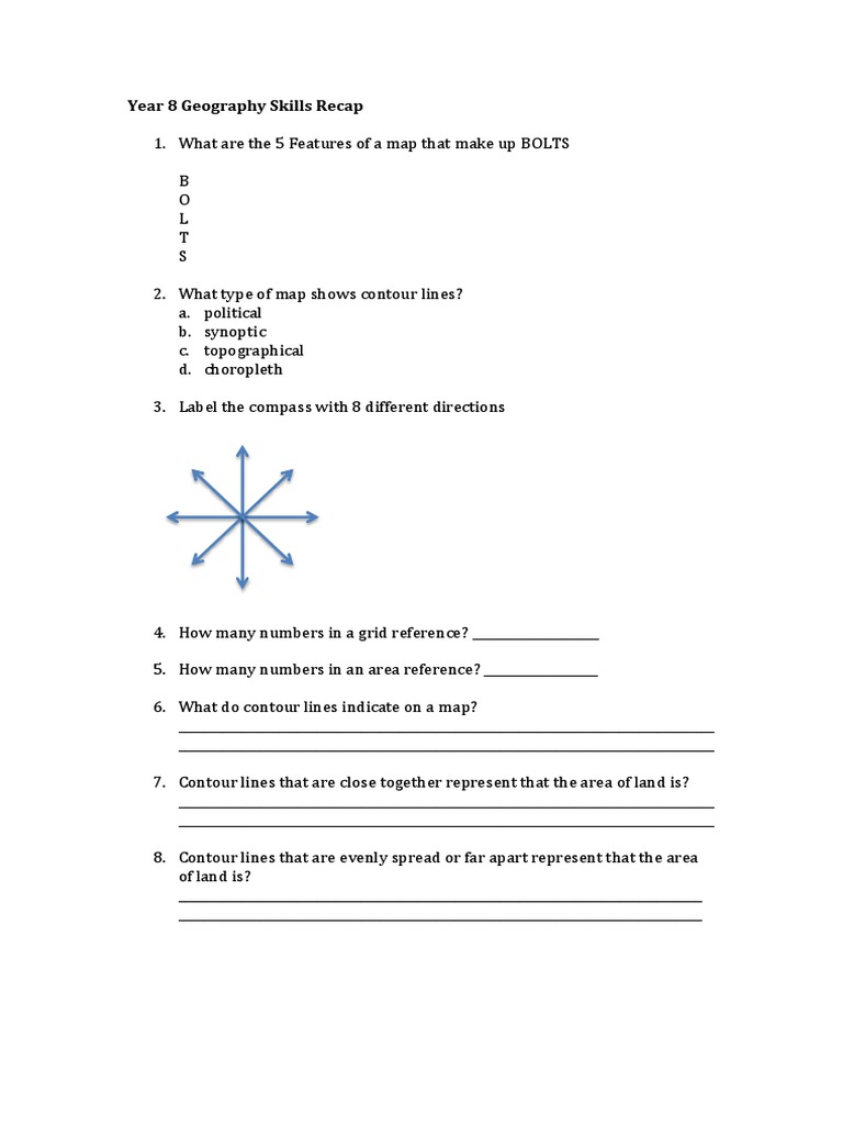 year 8 geography skills recap