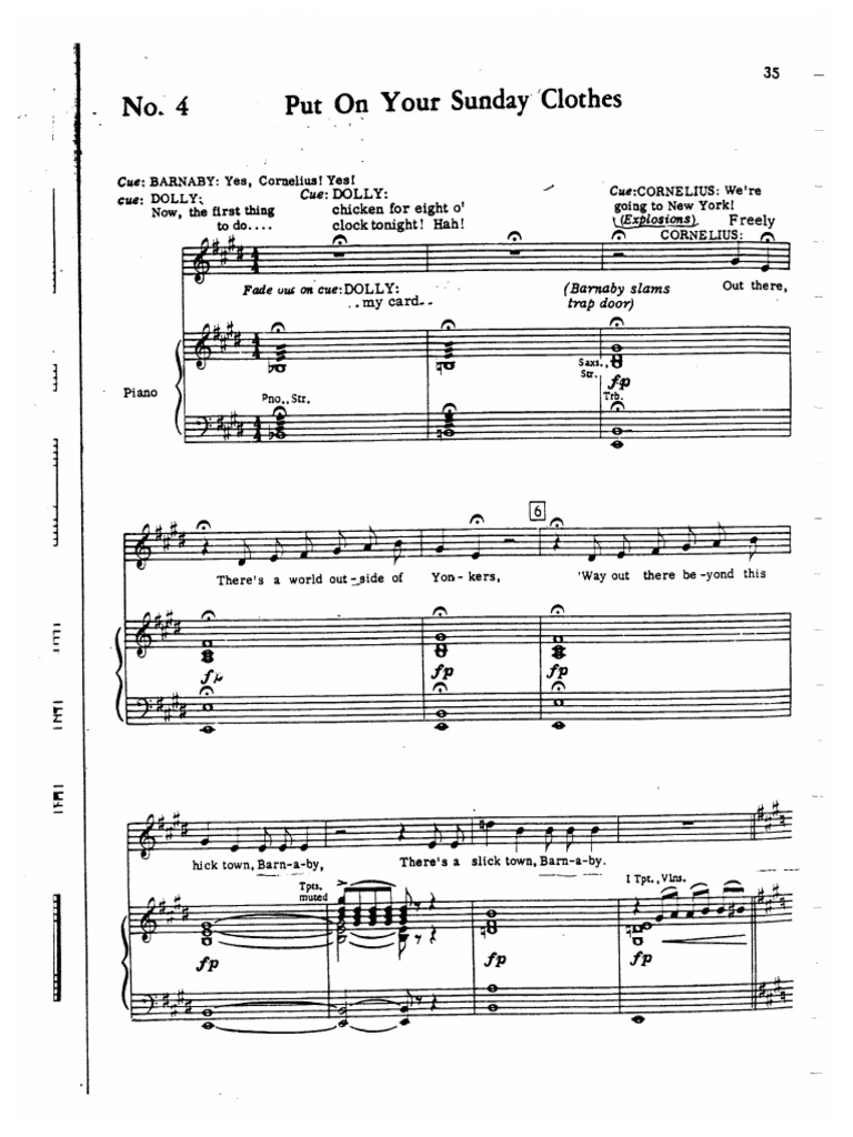Put On Your Sunday Clothes Hello Dolly Sheet Music PDF