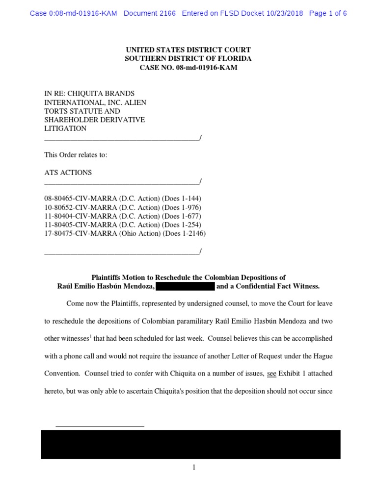 Rescheduling Depositions of Raul Hasbun | PDF | Deposition (Law) | Lawsuit
