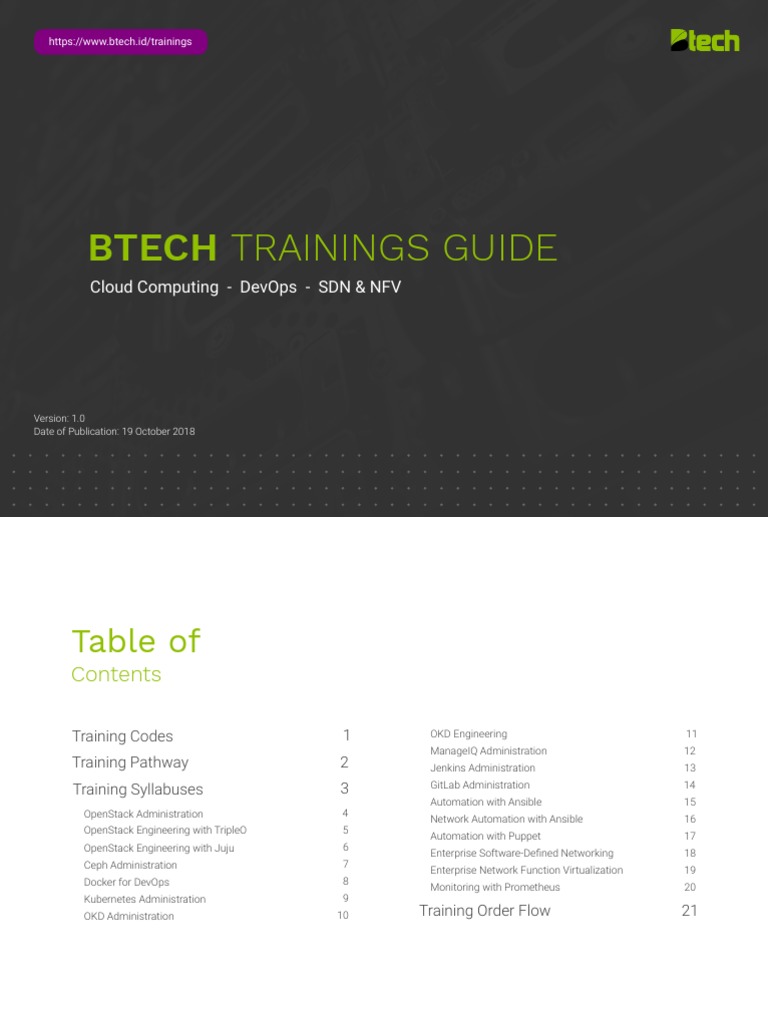 Btech Trainings Guide | PDF | Open Stack | Cloud Computing