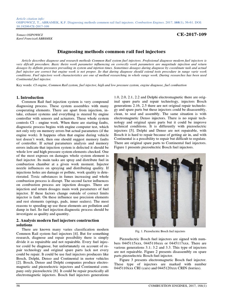 Diagnosing Common Rail Fuel Injectors | PDF | Fuel Injection | Internal ...
